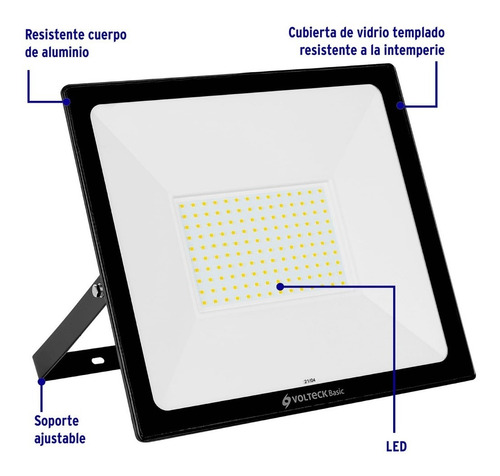 Reflector Ultra Delgado Led 100 W Luz De Día, Volteck Basic