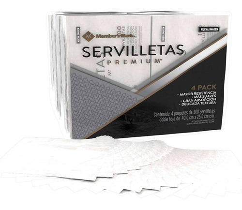 Servilletas Member's Mark Premium Con 4 Paquetes Con 100 Pie