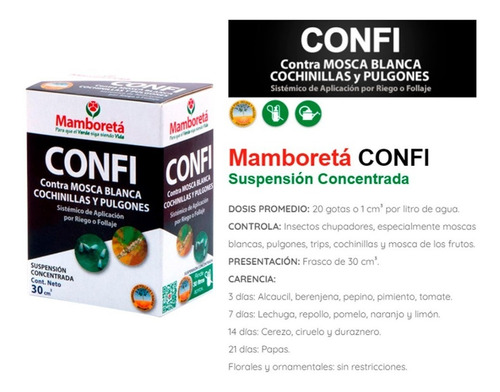 Imagen 10 de 10 de Mamboreta Confi Insecticida Mosca Blanca Pulgones Cogoshop