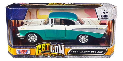 Motormax 1:24 1957 Chevy Bel Air Verde Get Low Clásico 