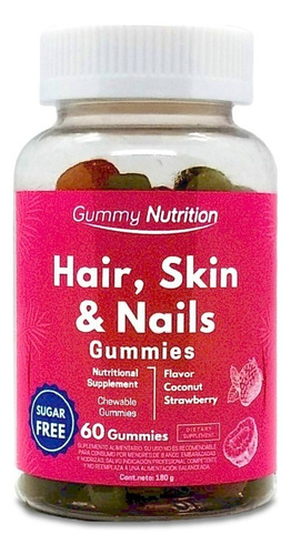 60 Gomitas Hair, Skin & Nails, Gummy Nutrition Usa