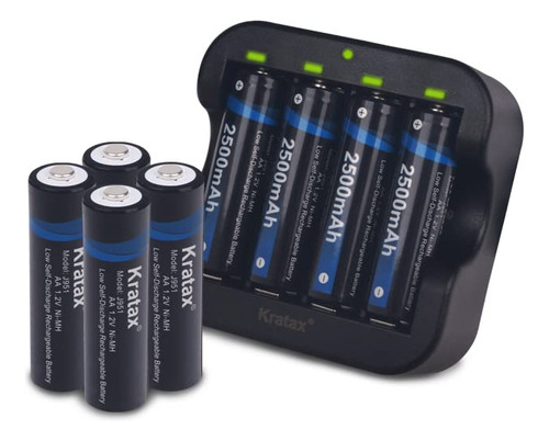 Kratax - Baterias Recargables Aa Con Cargador, Baterias Aa N