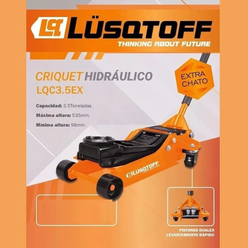 Imagen 3 de 8 de Crique Hidraulico Lusqtoff 3,5 Ton Perfil Extra Chato Gomero