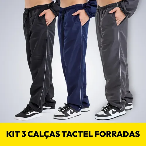 Kit 3 Calças Tactel Masculina Forrada