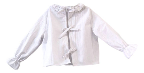 Blusa Nena Camisa Algodon Mangas Largas Con Moños