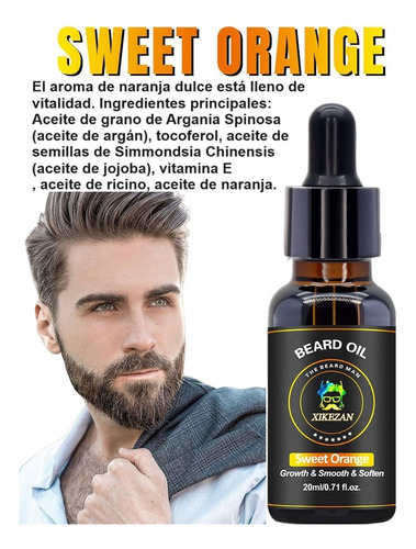 1 Aceite Engrosador Suavidad Barba Beard Oil Naranja