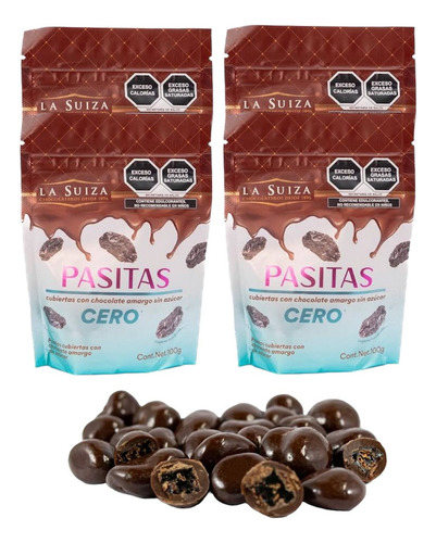 Chocolate Amargo Pasitas Sin AzĂșcar 7 Pz 100 G C/u Suiza