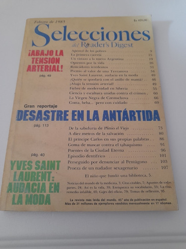 Revista Selecciones Del Readers Digest Febrero 1985 Español