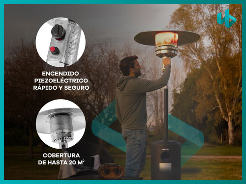 Calefactor Estufa Exterior Patio A Gas Tipo Hongo Con Ruedas