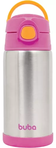 Copo Garrafa Térmica Infantil 400ml De Inox Com Canudo Buba