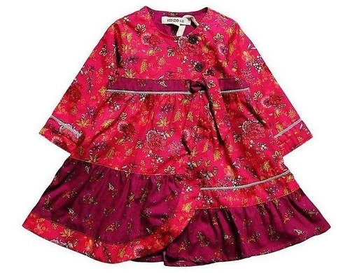 Vestido Niña Manga Larga Kenzo Rojo Boho Style  Importado