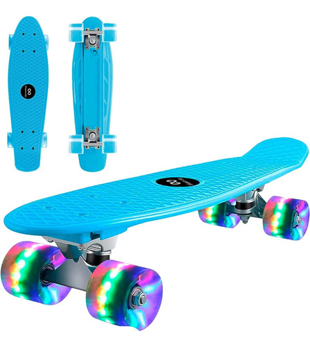 Patineta Penny Board 22 Skateboard Con Ruedas Led Ruedas Azul