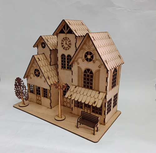 Villa Navideña Corte Laser En  Mdf De 2.5 Mm