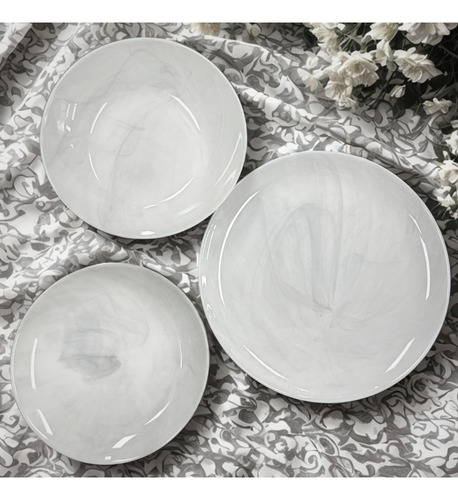 Vajilla De 12 Pzas Moderna De Opal Diwali Marmol Luminarc Color Mármol gris
