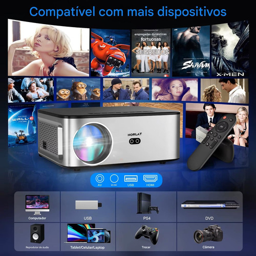 Projetor Horlat 26000 Lúmens 8k Android Foco Automatico