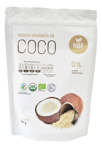 Harina Orgánica De Coco 450 G - Natura Bio Foods