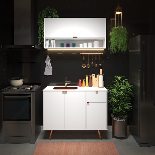 Armario organizador colgante multiusos para cocina, zapatero, color blanco con cobre
