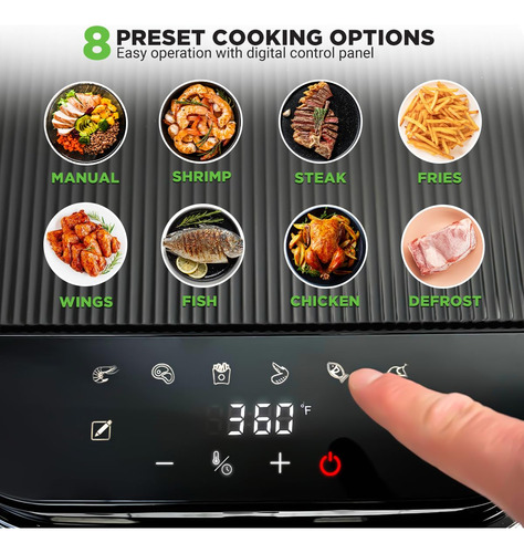 Fritadeira Air Fryer Nutrichef De 5,8 Litros 8 Em 1 Predefin