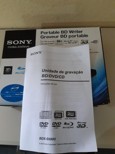 Gravador Externo De Blu-ray Sony Bdx-s500u