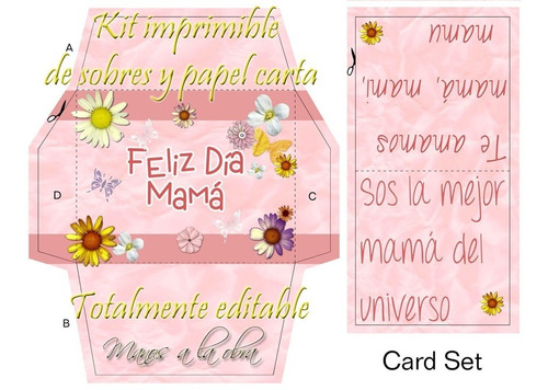 Kit Imprimible De Sobres Y Papel Carta Dia De La Madre Y Mas