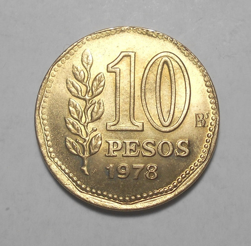 Argentina 10 Pesos 1978 Descentrada Y Con Espesor Variable