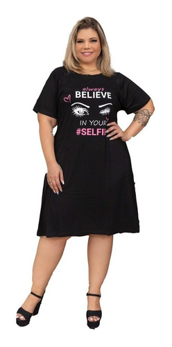 Vestido Feminino Tamanho Especial Estampa Believe Plus Size 