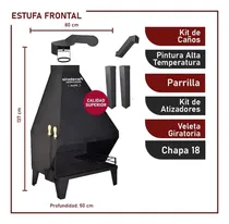 Comprar Estufa Frontal Leña Chapa 18 80x137cm Kit De Caños Incluido
