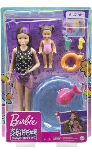 Barbie Muñeca Skipper Con Bebé Y Acc. De Pileta