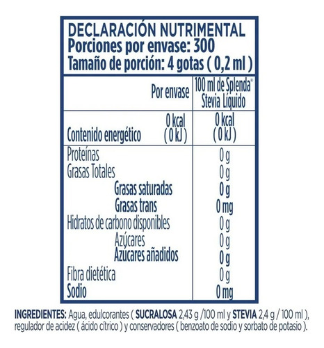 Endulzante Liquido Stevia Splenda 60 Ml