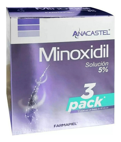 3 Pack Minoxidil Al 5% Anacastel Cabello Y Barba 60 Ml C/u
