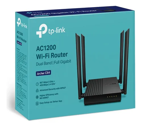 Tp Link Router Dual Band Ac1200mbps Wifi 4 Antenas P Gigabit