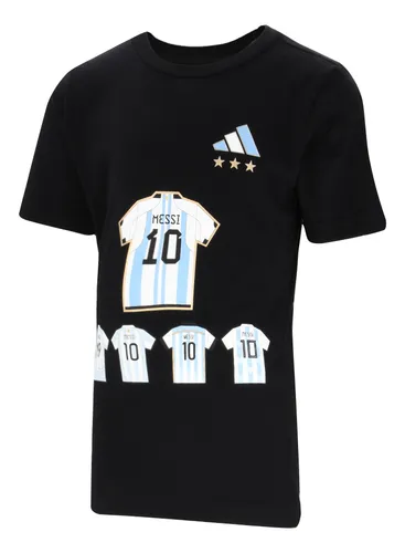 Camiseta De Argentina Adidas Oficial Messi Niño Blanca