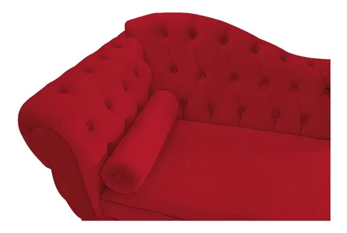 Sofá Divã Recamier Diana, 160 cm, ante derecho, muebles Am, color rojo