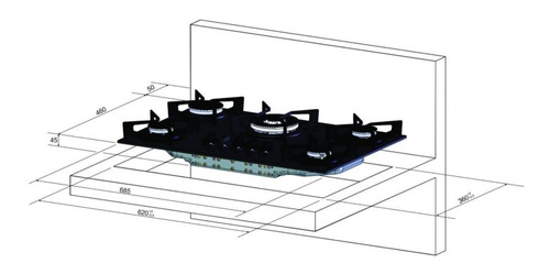 Imagem 5 de 6 de Fogão Cooktop Fischer 5 Bocas Tripla Chama A Gás Mesa Vidro