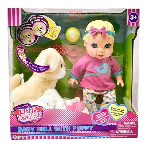 Imagen 2 de 8 de Muñeca Bebe C/ Perrito Sonido Original Tv Pce 5841 Bigshop