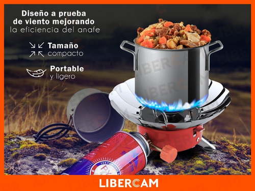 Anafe Cocina Camping Libercam ADC-700 Pesca Excursion Portatil Plegable Gas Butano + Funda de Viaje