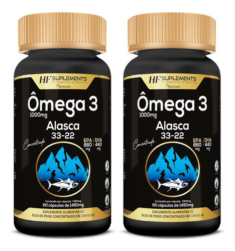 Kit 2 Omega 3 Alasca Concentrado 33-22 660 Epa 440 Dha