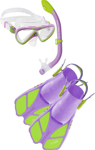 Set Mini Snorkel Cressi Bonete Infantil Lila/ Verde L / Xl