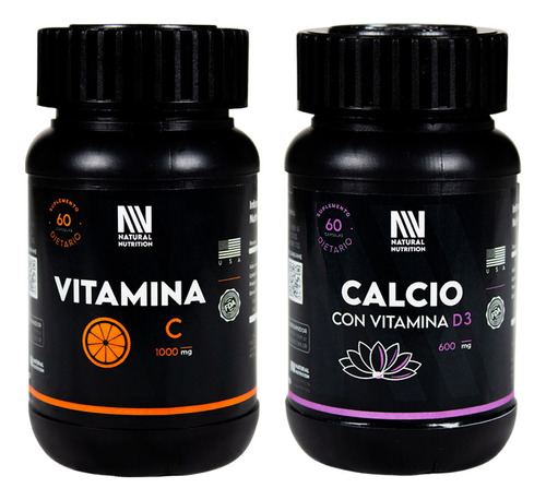 Natural Nutrition Kit Vitamina C + Calcio D3 Suplemento 3c Sabor Vitamina C Y Calcio D3