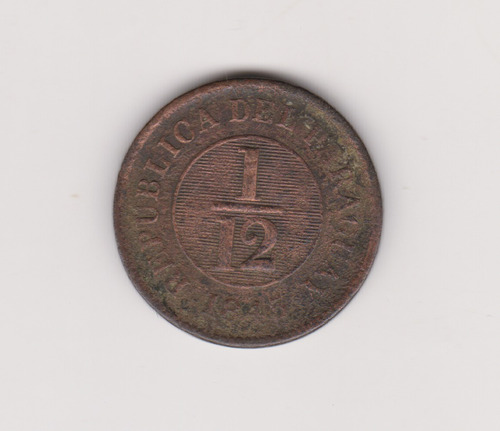 Moneda Paraguay 1/12 Real Año 1845 Muy Bueno +