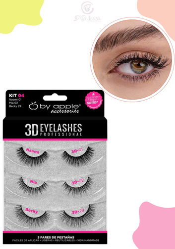 By Apple Kit De 3 Pares De Pestañas 3d