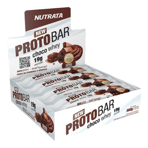 Suplemento em barra Nutrata  Protobar Protobar proteínas Protobar sabor  choco whey em caixa de 560mL  pacote x 8 u