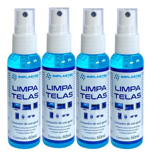  Kit 04 Limpa Telas 60ml Clean Implastec 