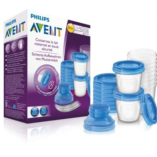 Avent 10 Vasos Almacenar Leche Materna C/ Adaptador Biberon