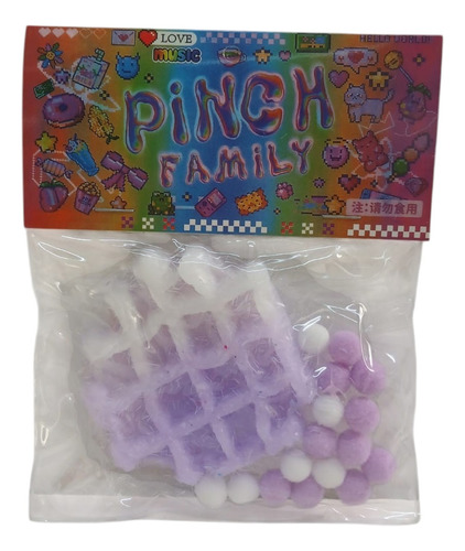 Squishy Pinch Family Waffles Con Pelos Antiestrés Toyz Violeta