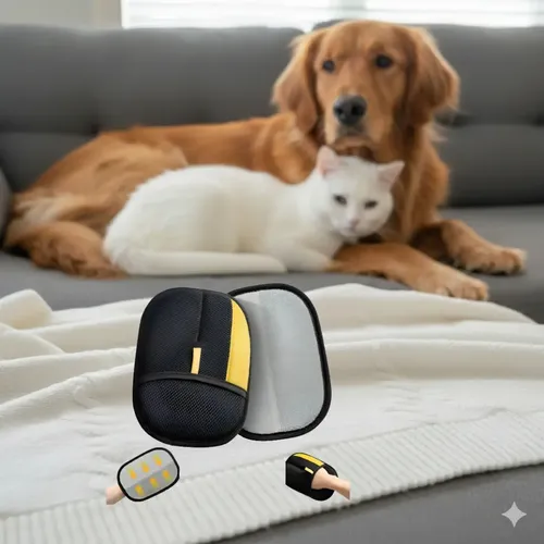 Guantes Removedor De Pelos Para Ropa Y Muebles Mascotas Negro