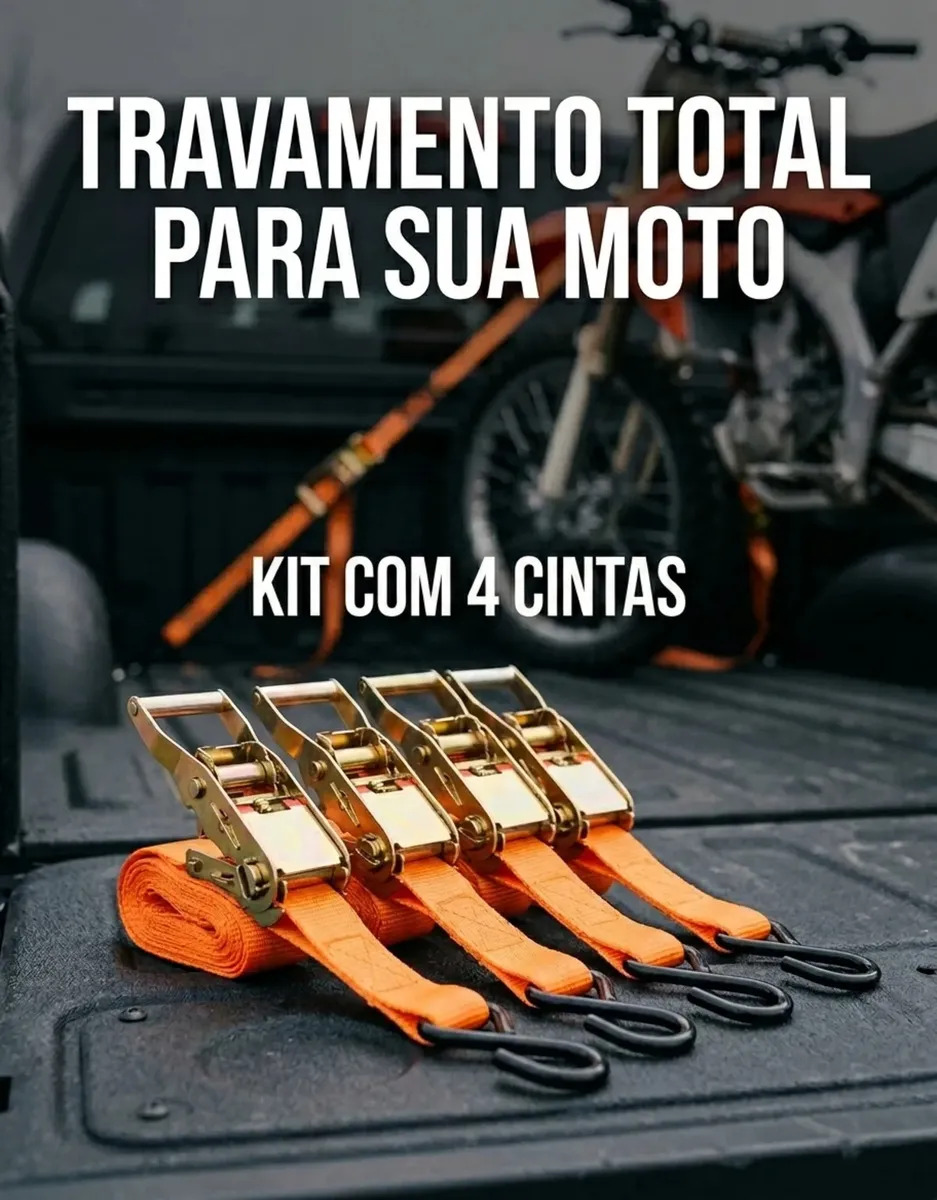 Cinta de Amarração para Moto e Carga Kit Laranja Náilon
