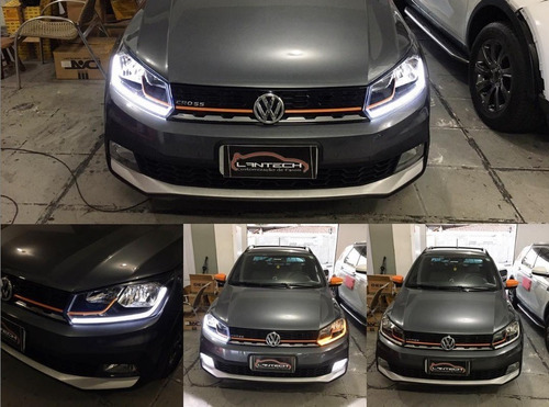 Par Fita Barra Led Drl 45cm Vw Up Tsi Com Seta Prova D'agua