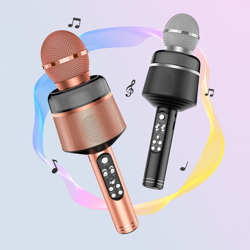Micrófono Portátil Inalámbrico Para Karaoke Con Luces Led 2