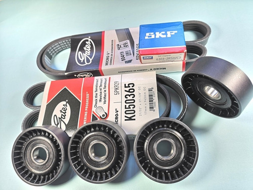 Imagen 10 de 12 de Kit 2 Correas Gates 4 Poleas Rodskf Alter Poly Vw Vento 2.5